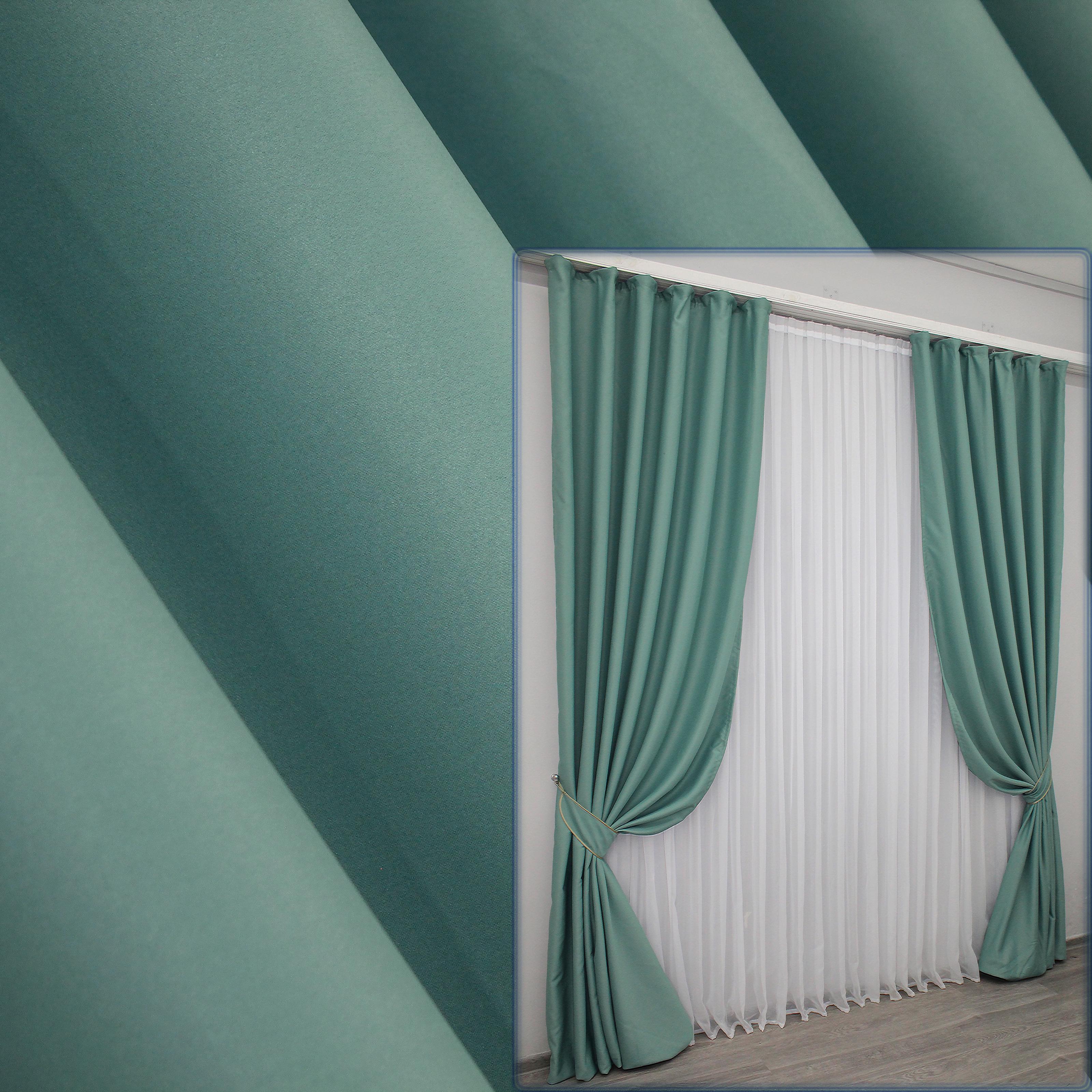 Комплект штор VR-Textil Midnight № 1229ш блекаут 150х290 см 2 шт. Бірюзовий (33-0057) - фото 2