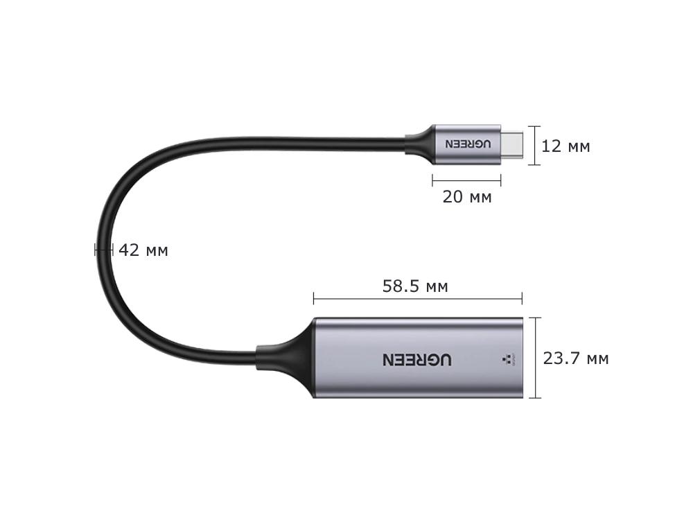 Адаптер переходник Ugreen USB Type-C в RJ45 Ethernet LAN сетевая карта 50737 для Macbook - фото 4