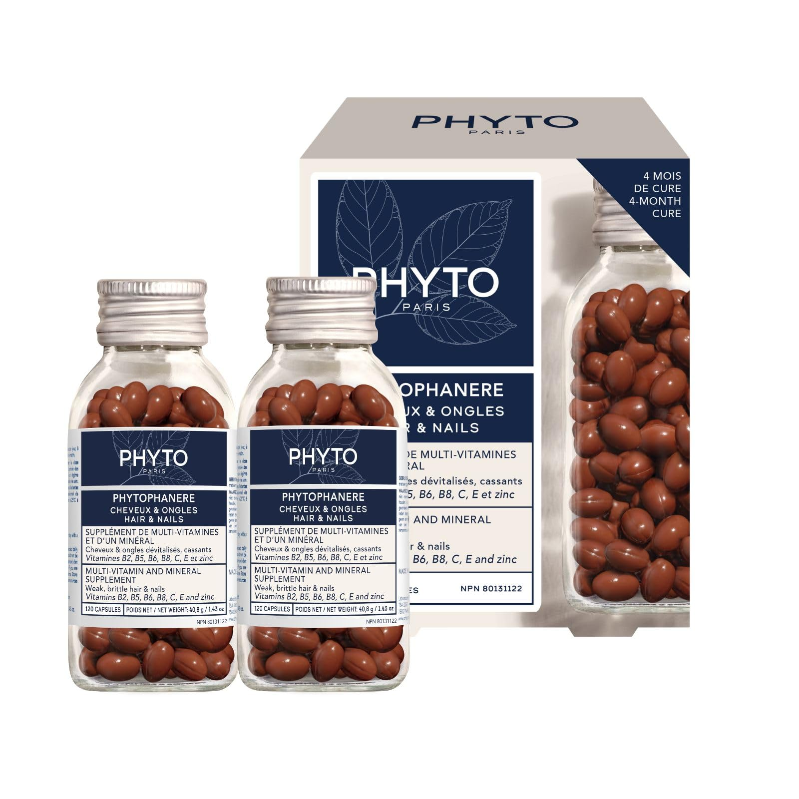 Добавка Phytophanère Phyto Cheveux et Ongles 4 Mois de Traitement уход за волосами и ногтями 240 капсул