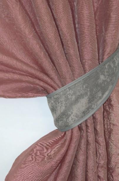 Шторки на кухню з ламбрекеном 275х170 см Рожево-золотистий/Сірий (073к) - фото 3