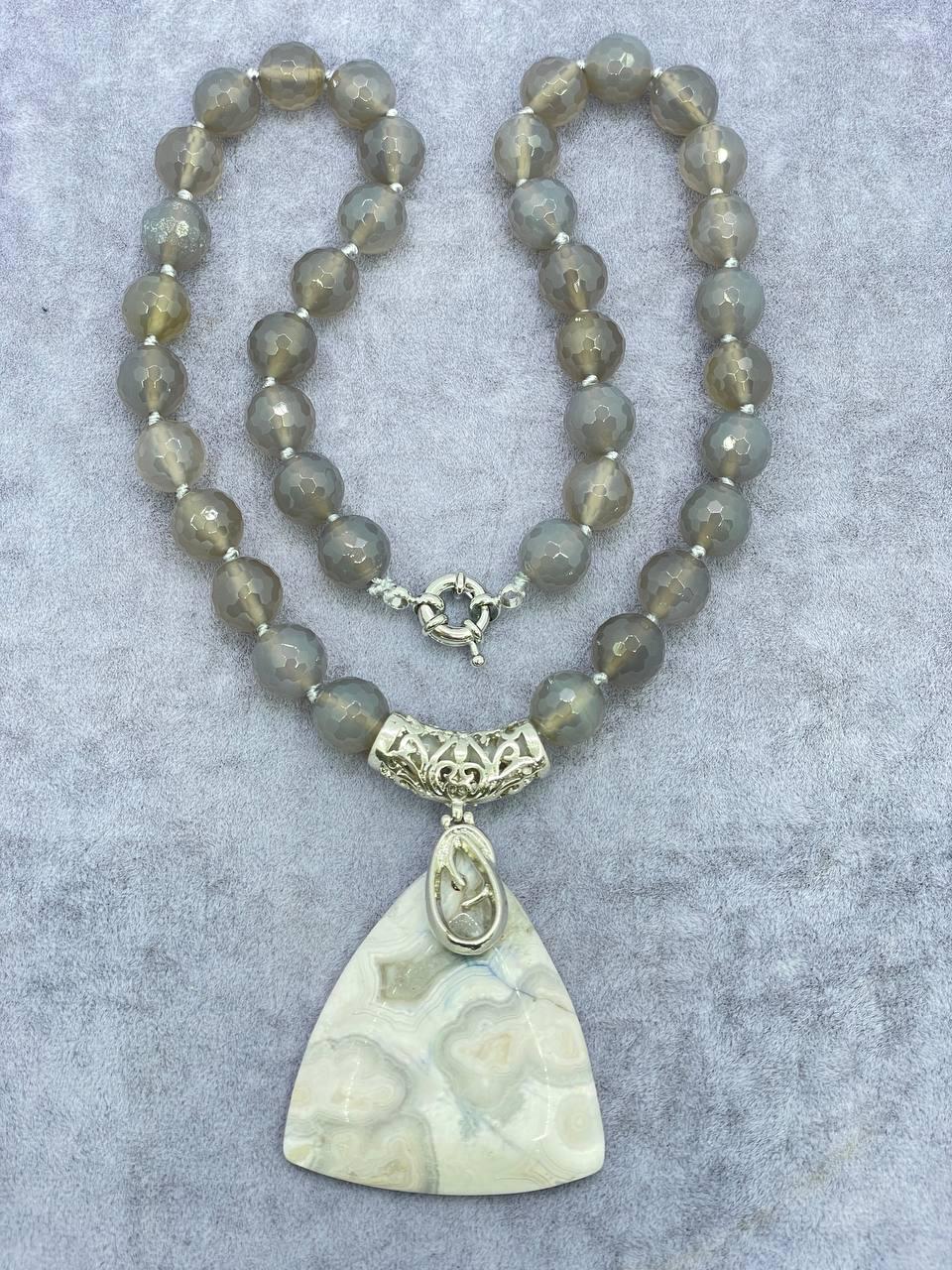 Бусы дымчатый кварц 45 см Светло-коричневый (9875)