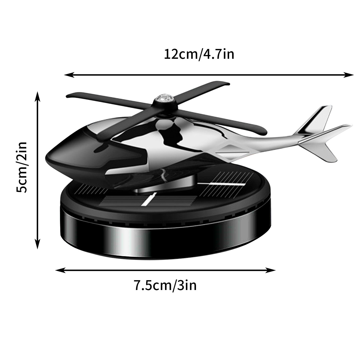 Ароматизатор в авто на солнечной батарее Вертолет с вращающимися лопастями Черный (2298233402) - фото 2