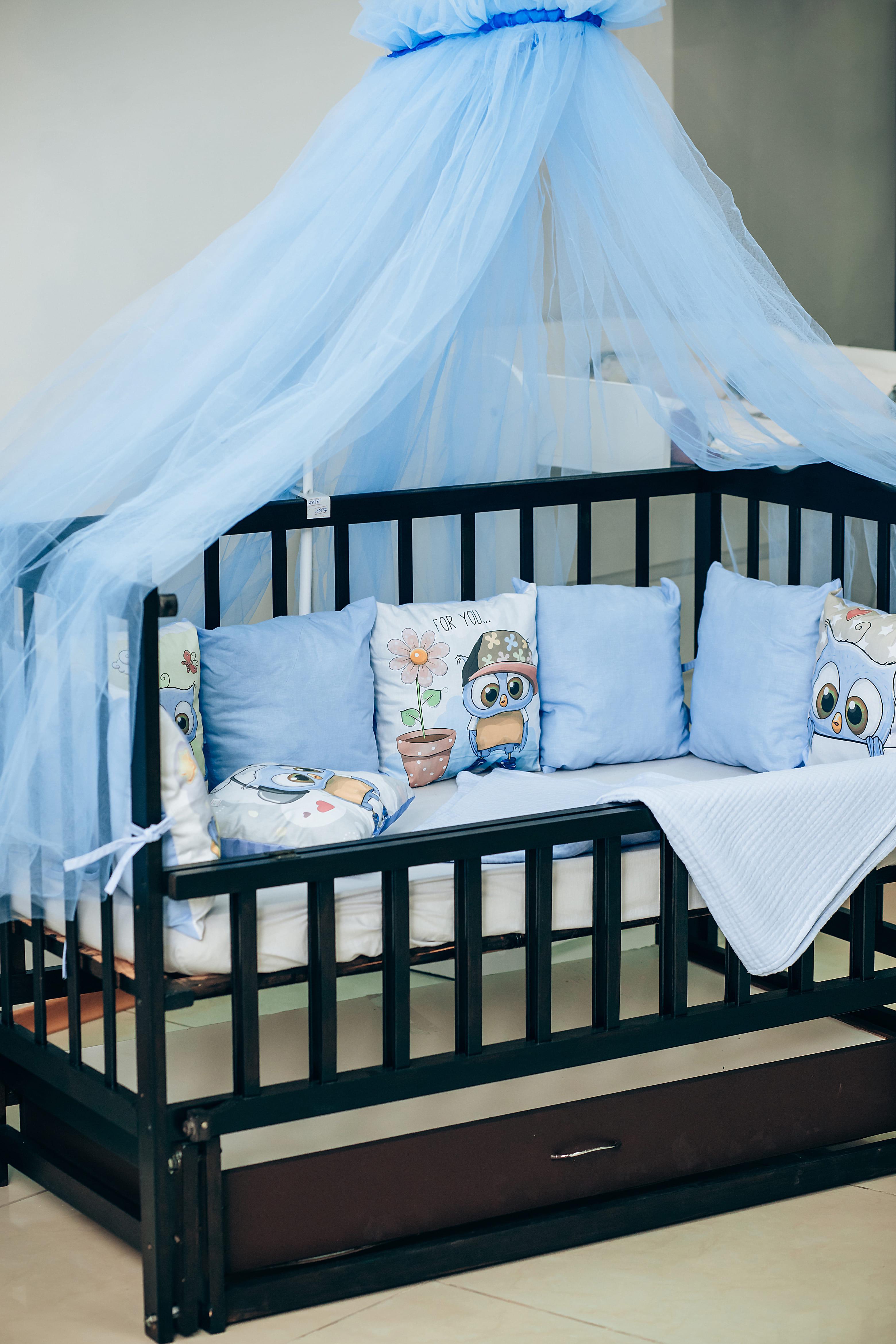 Балдахин на детскую кровать из фатина 150x300 см Синий (1463) - фото 2 Балдахин на детскую кровать из фатина 150x300 см Синий (1463) - фото 2