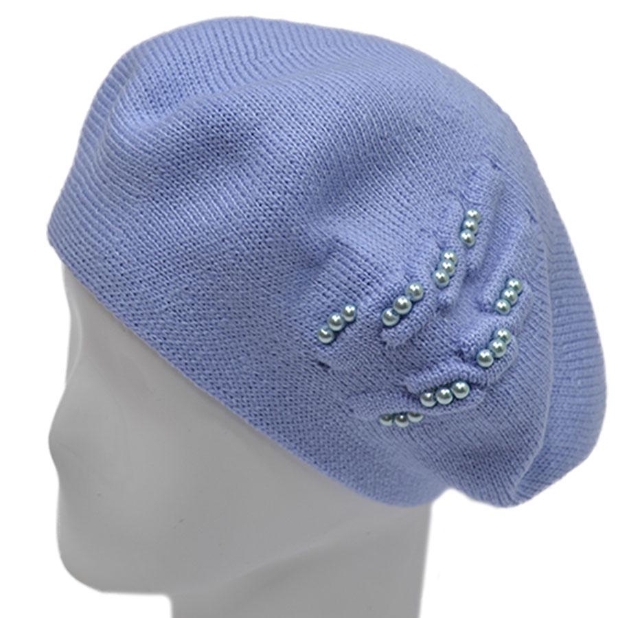 Берет женский Lirus Лейла двойной шерстяной р. 56-58 Голубой (68617)