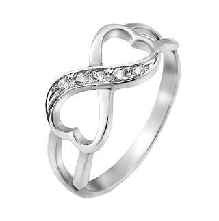 Каблучка срібна Нескінченність з інкрустацією білими фіанітами р. 18