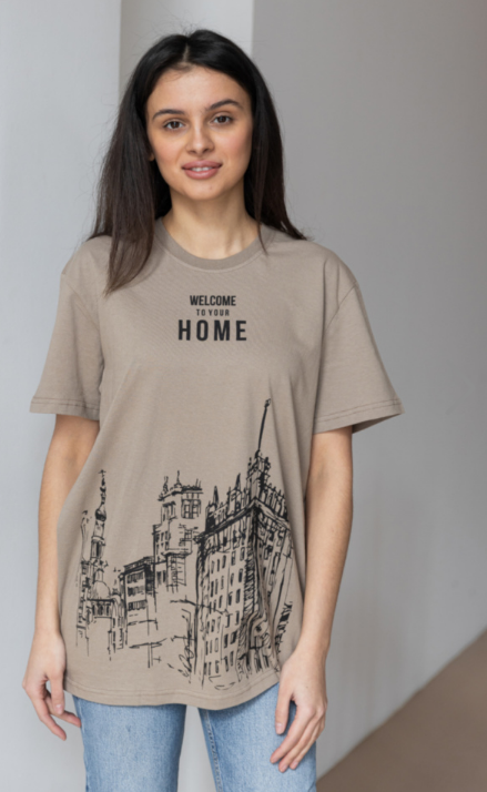 Футболка женская GBI Город хлопковая L Бежевый (13515-Ж)