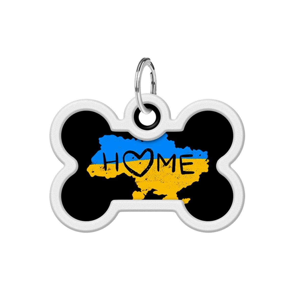 Адресник металевий для собак і котів Waudog Smart ID Дім з QR паспортом кістка 40х28 мм (0640-0230 Col)