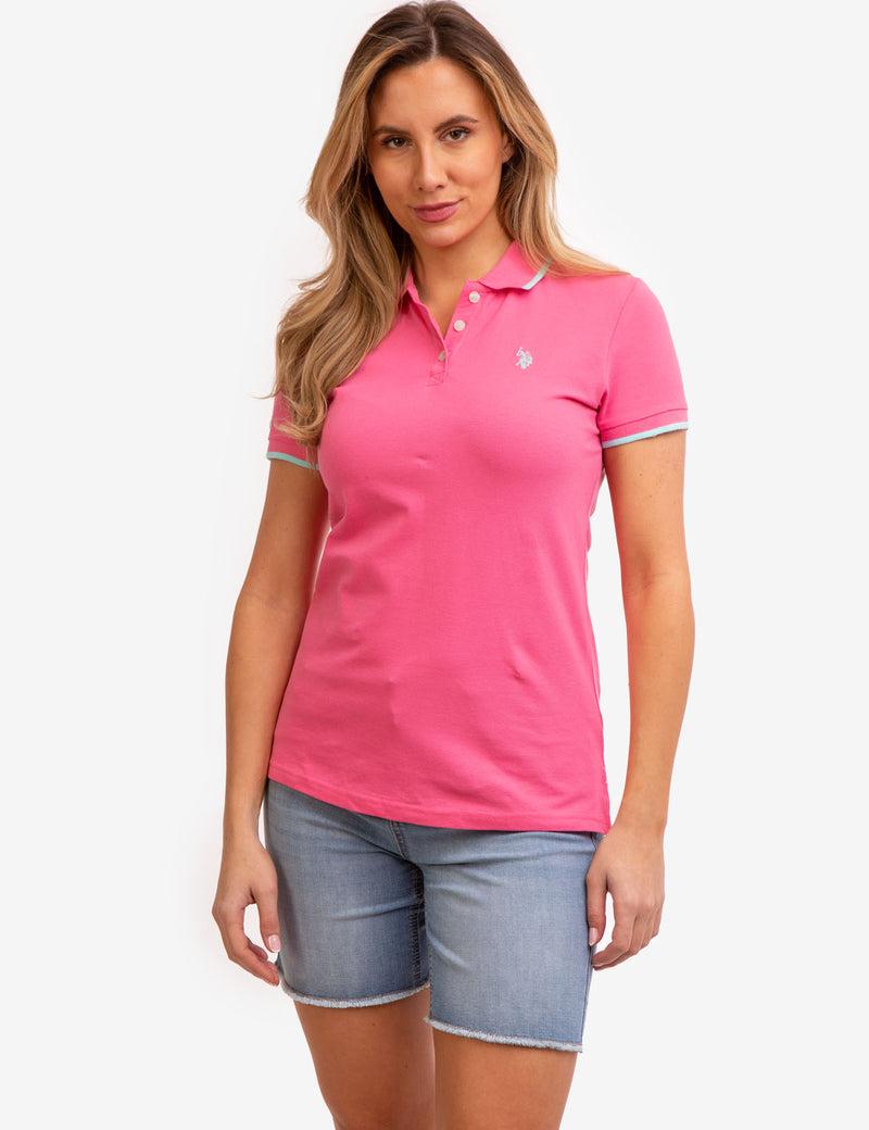 Футболка поло жіноча U.S. Polo Assn Tipped Shirt XS Рожевий (2153287055) - фото 2