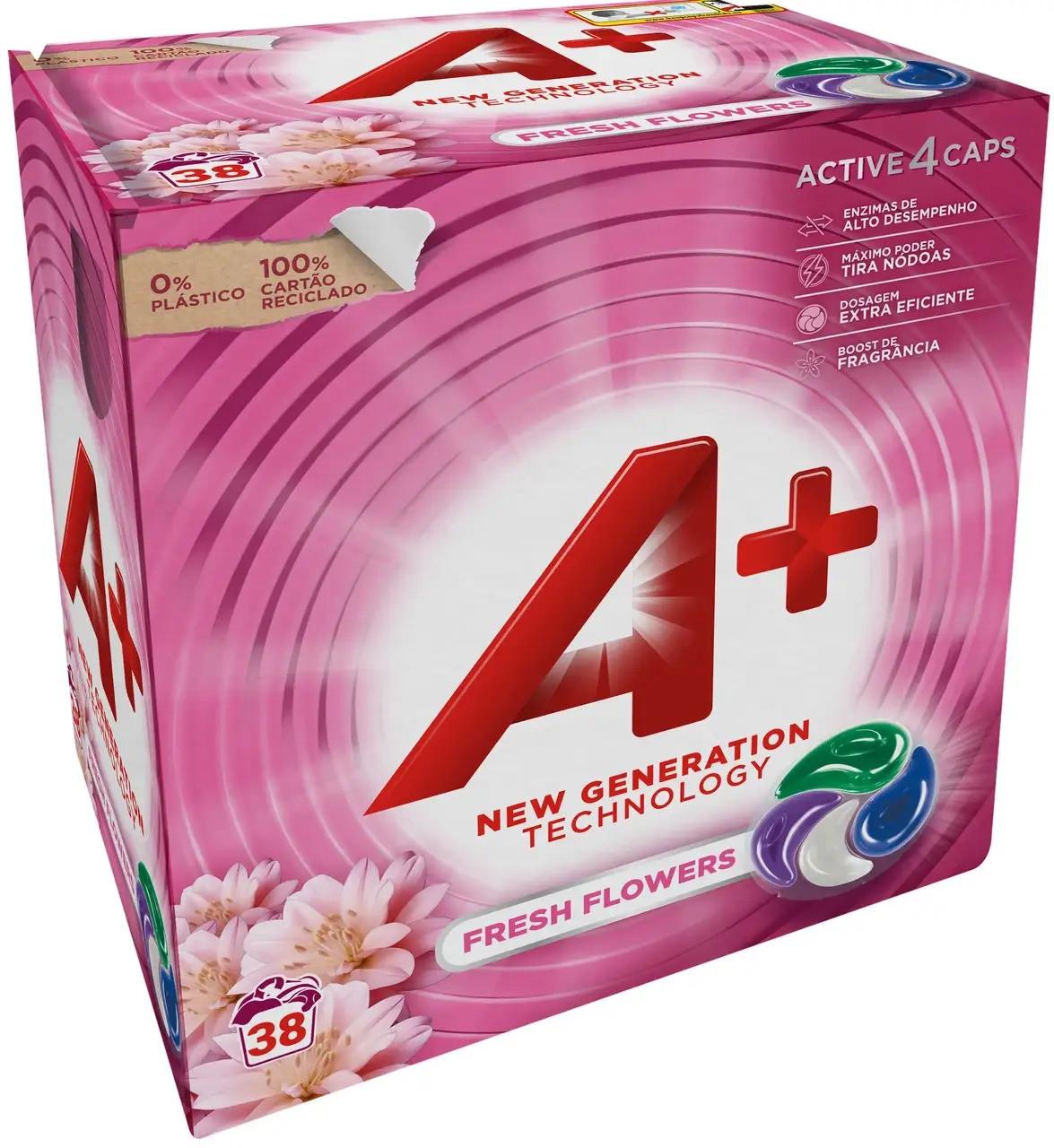 Капсулы для стирки A+ 4в1 Универсал Fresh Flowers картон 38 шт. Капсулы для стирки A+ 4в1 Универсал Fresh Flowers картон 38 шт.