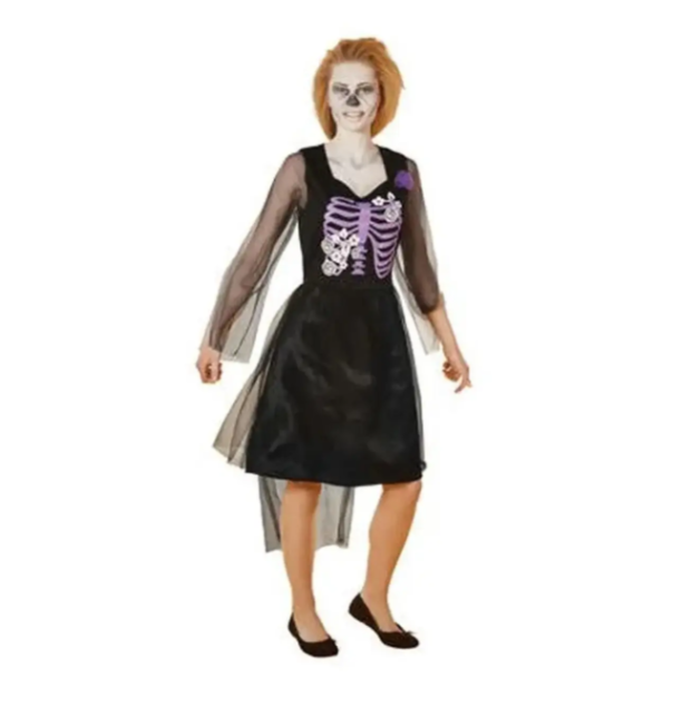 Платье на Хэллоуин женское Невеста скелета S Черно-фиолетовый (679954)