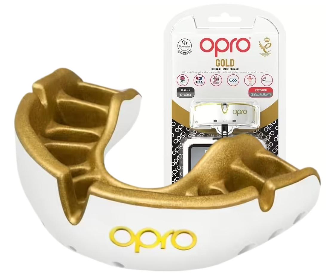 Капа для взрослых Opro Gold с 11 лет White/Gold (art.102504005)