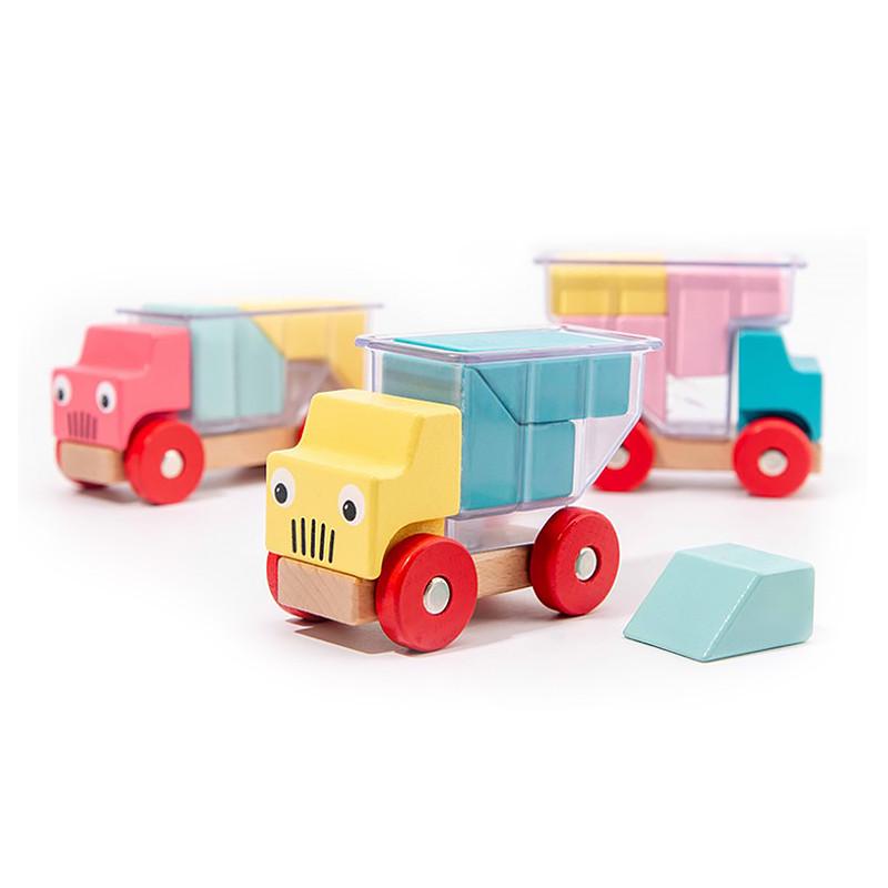 Деревянная развивающая игра Lesko DL-5556 Машинки для детей