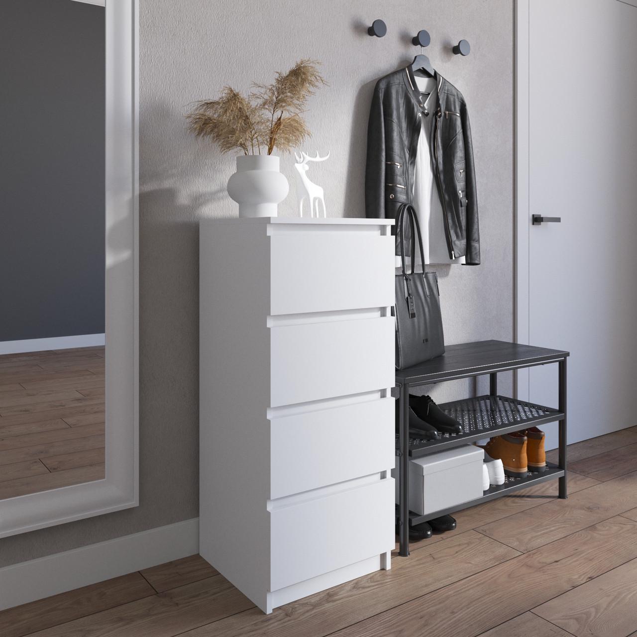 Комод узкий VAYS 4 ящика 40х40х98 см Белый (2815577055)