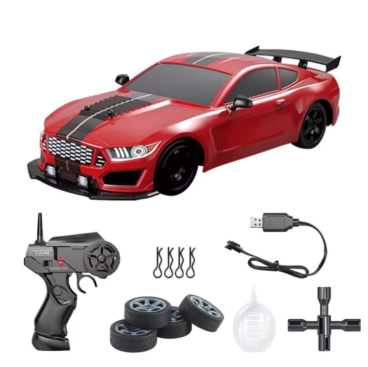 Машинка для дрифта на радиоуправлении полноприводная 1:16 со светом и дымом Red (n68-hyl-5nk)