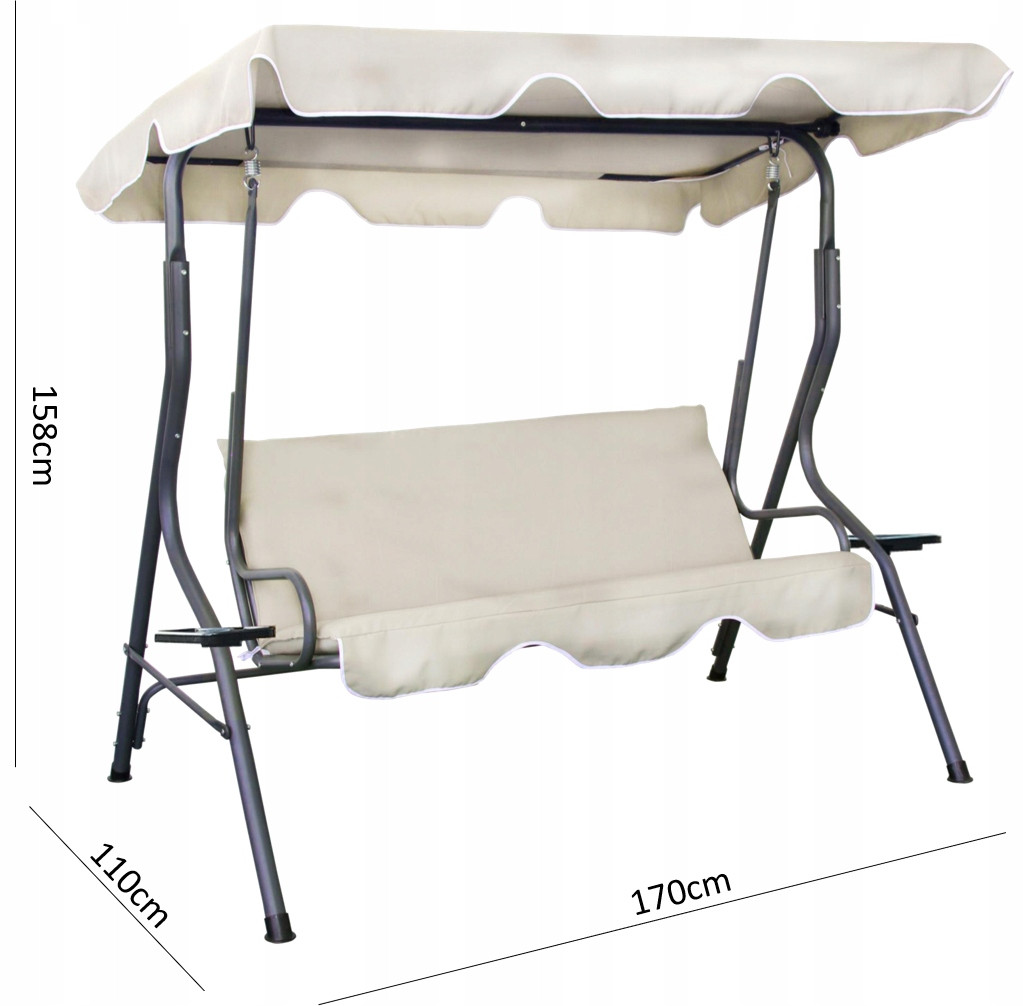 Садовые качели GardenLine VIP 170х110х153см Beige (63ecfacc222710731d1ab6d3) - фото 6