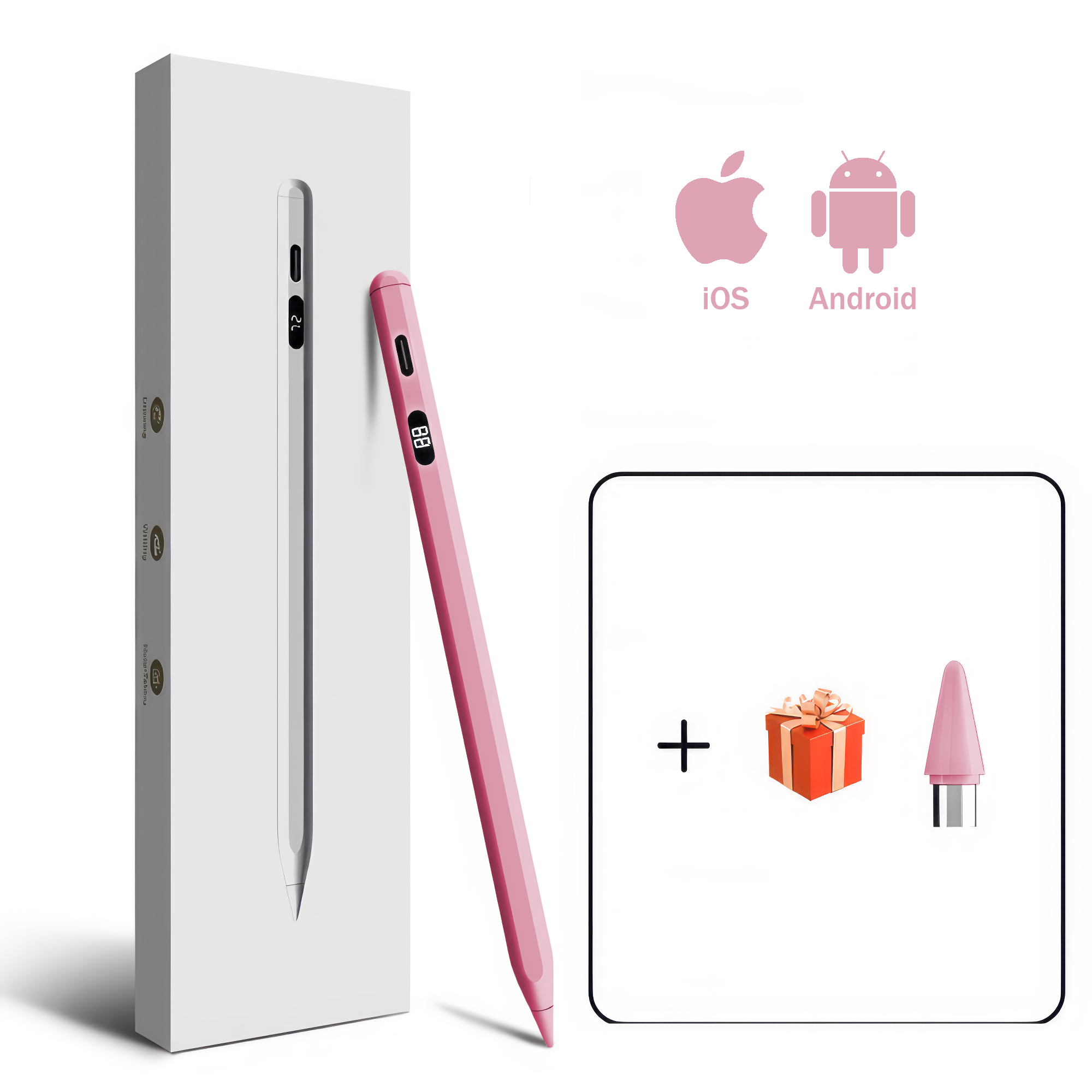 Стилус универсальный с дисплеем цифровой адаптивный для iOS и Android Розовый (21014) - фото 2
