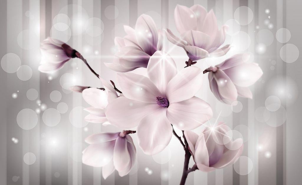 Фотообои флизелиновые 3D цветы 254x184 см Consalnet Магнолия фиолетовая (3479V4)
