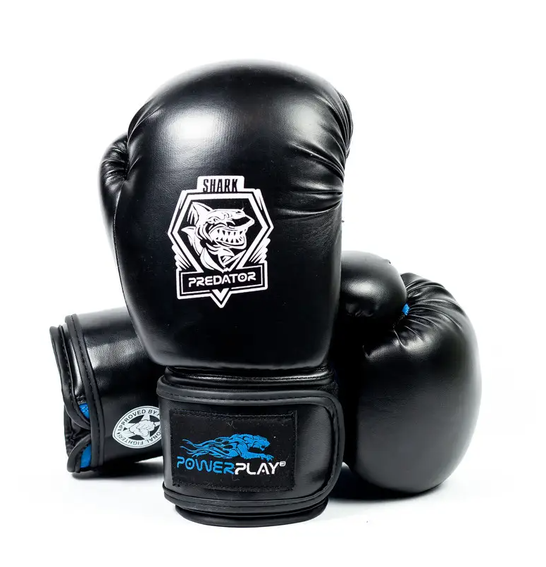 Боксерские перчатки PowerPlay 10 унций карбон Черно-синий (3001)