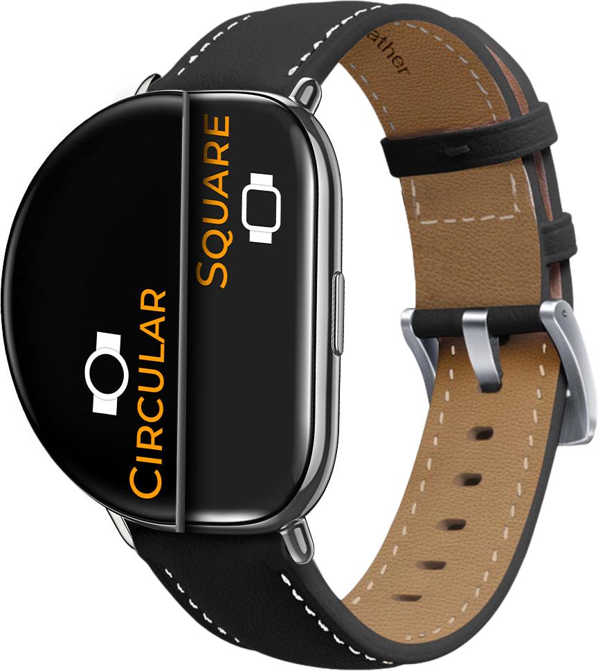 Ремешок кожаный Folsa для ZEPP E Square/Circular Black (31535-2B)