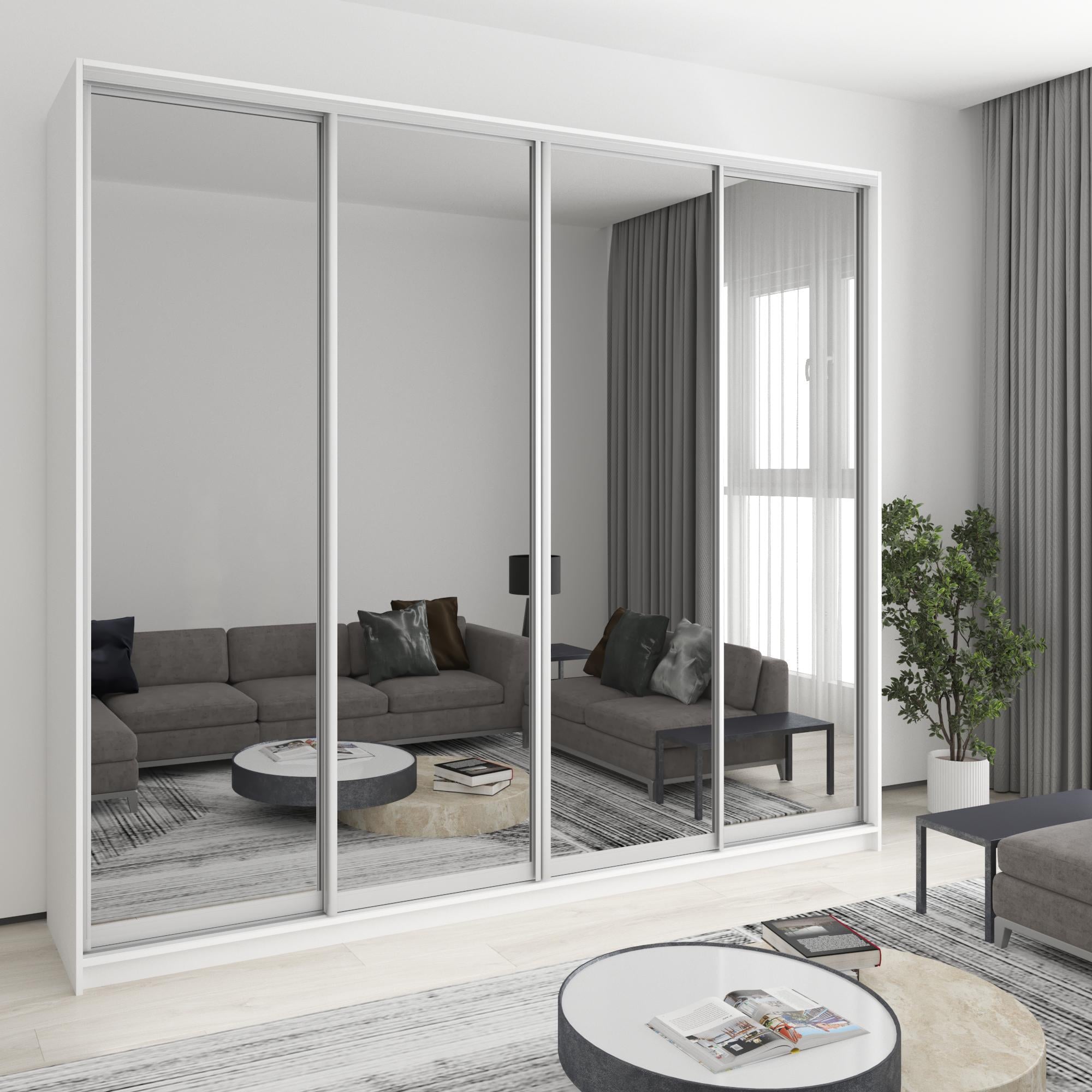 Шкаф-купе четырехдверный MebelStar Комбо AL 4 зеркала 270x60x240 см Аляска белая (MBS-13424)