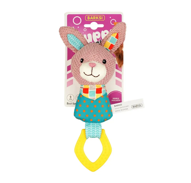 Іграшка для дрібних собак Barksi Puppy Special Кролик з пищалкою та гумовим кільцем 18 см (1R0480) - фото 2 Іграшка для дрібних собак Barksi Puppy Special Кролик з пищалкою та гумовим кільцем 18 см (1R0480) - фото 2