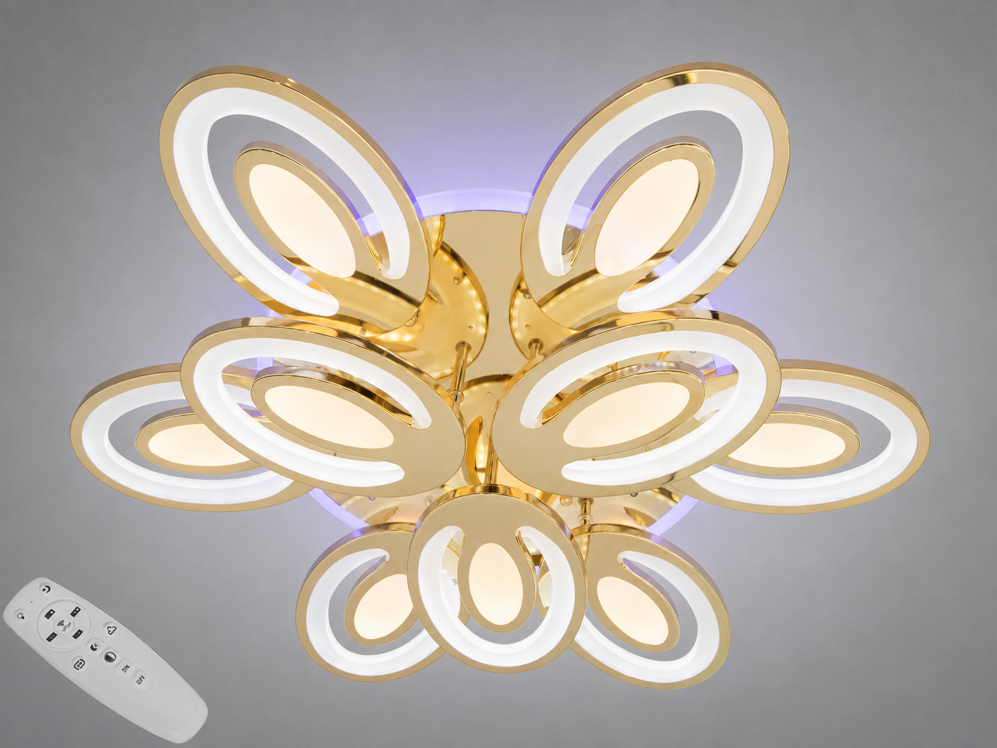 Люстра стельова LED/пульт 176 W Золотий (2528/6/3G 3col dim)