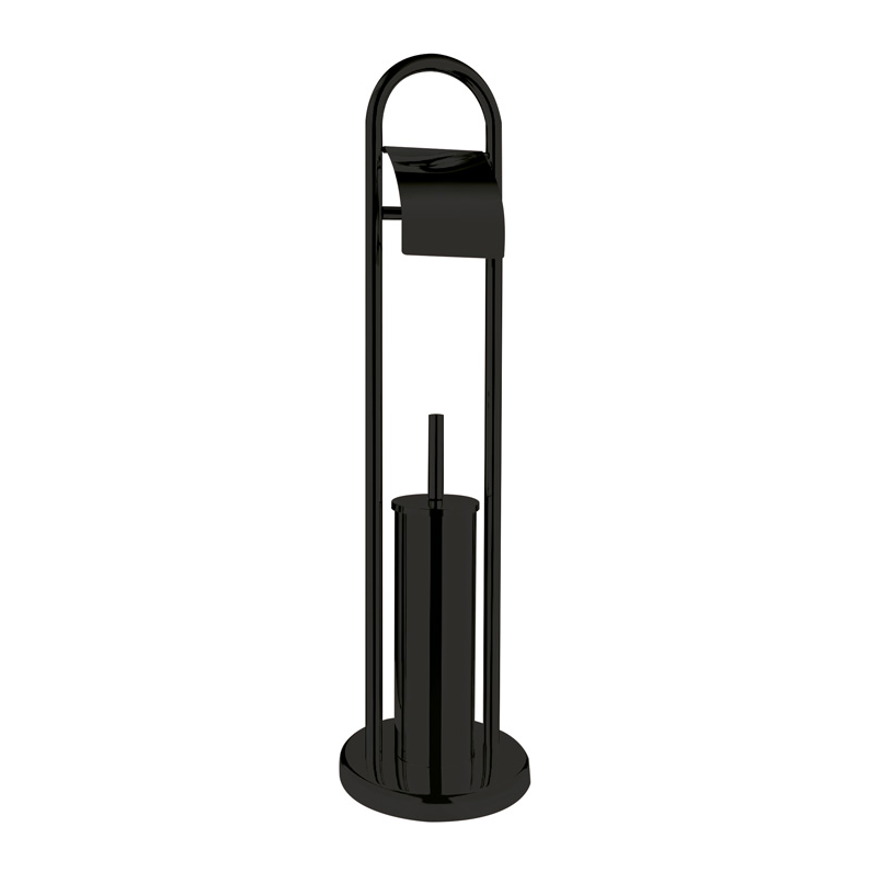 Ершик для унитаза Zerix KIT ME04 Black с бумагодержателем (ZX4644)