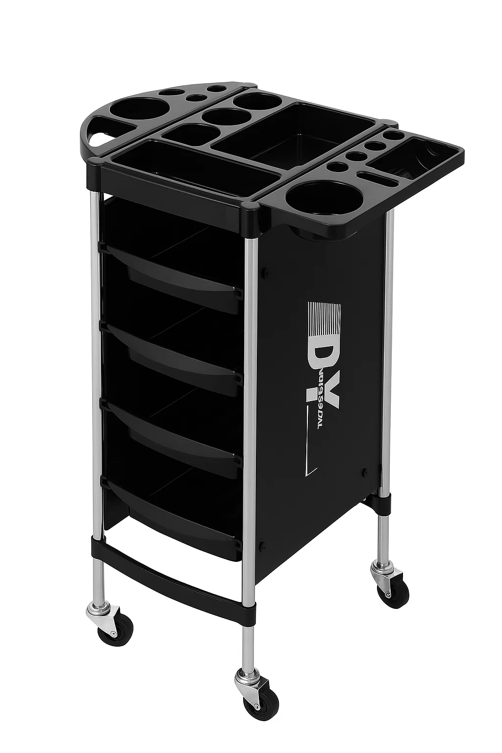 Тележка для салона красоты Q16 на колесиках/четыре полки Черная (27731425)