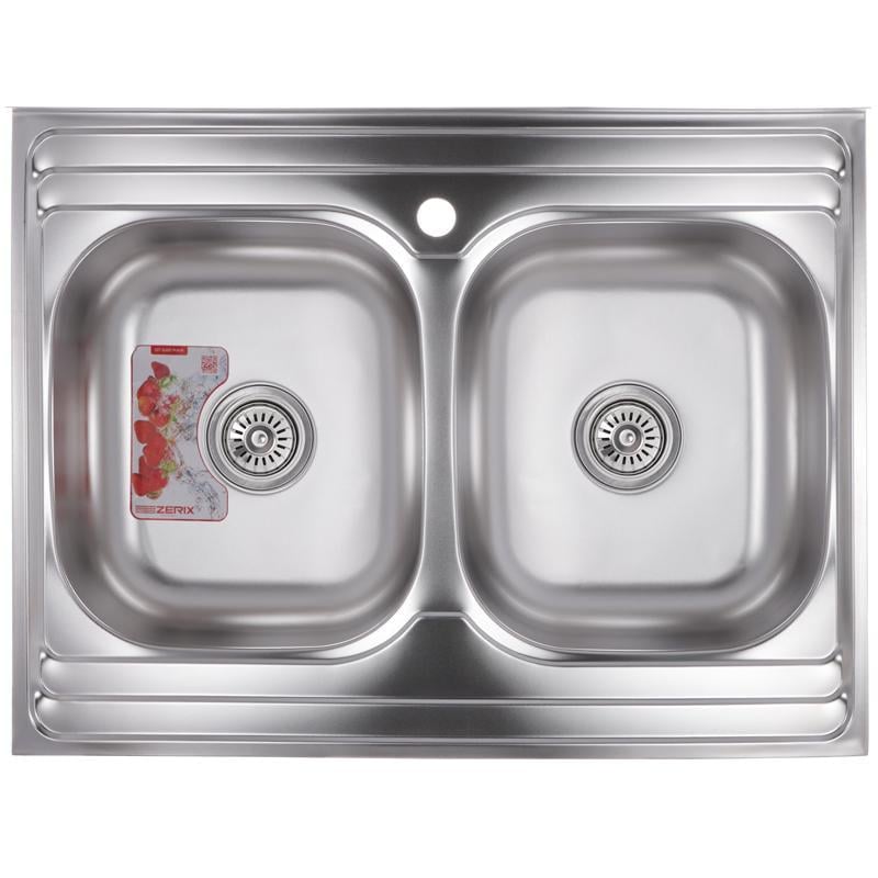 Мойка для кухни Zerix Z8060B-08-180MD Double micro Decor (ZS0611)