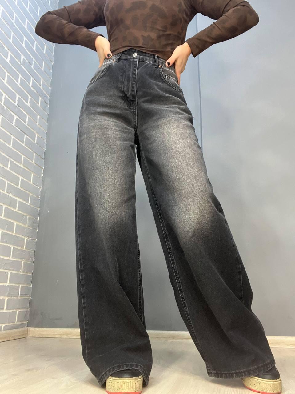 Джинси жіночі ITS Basic 2452 baggy jeans палаццо широкі від стегна варені р. 34 Чорний (3191)