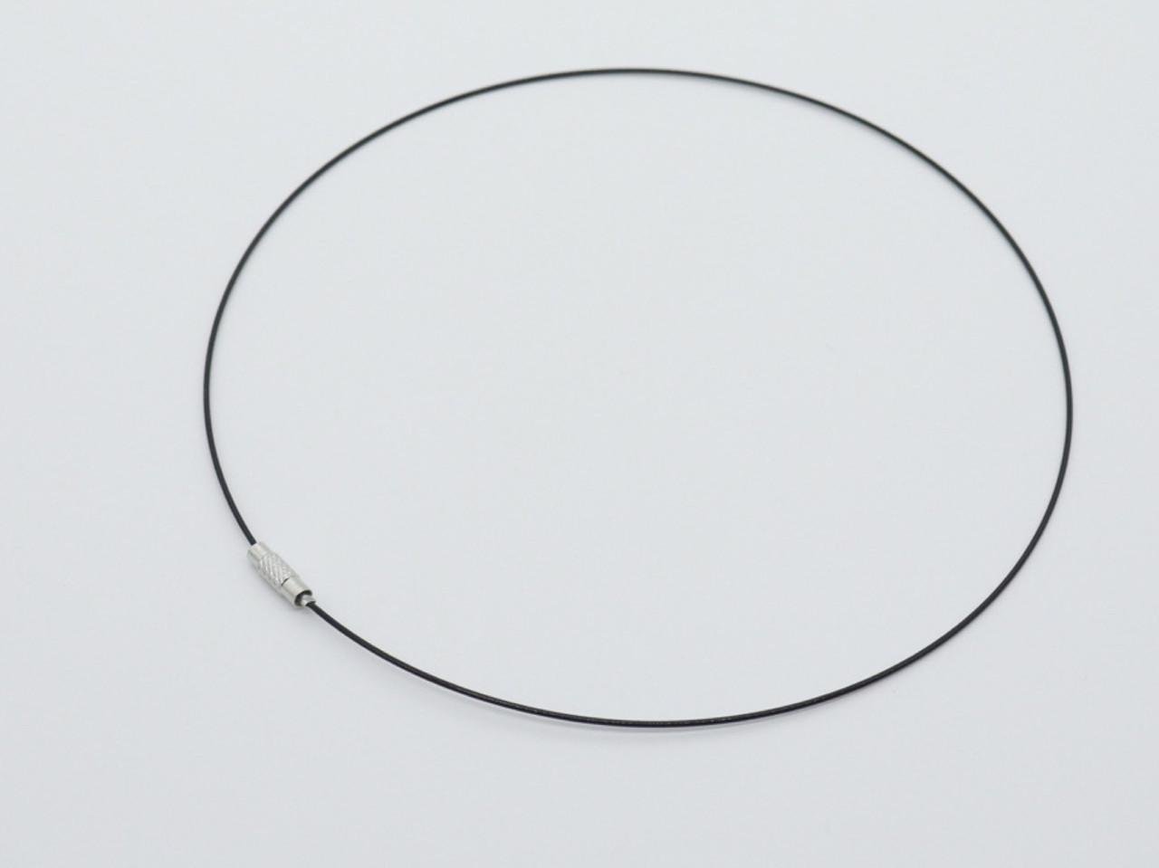 Шнурок на шею тросик стальной 45 см Черный (Z-123)