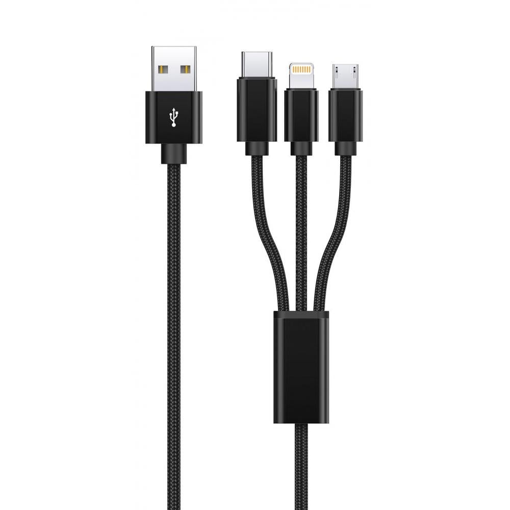 Кабель Proove Triple Connection 3 in 1 Type-C/Micro USB/Lightning 1,2 м Черный (49192 black)