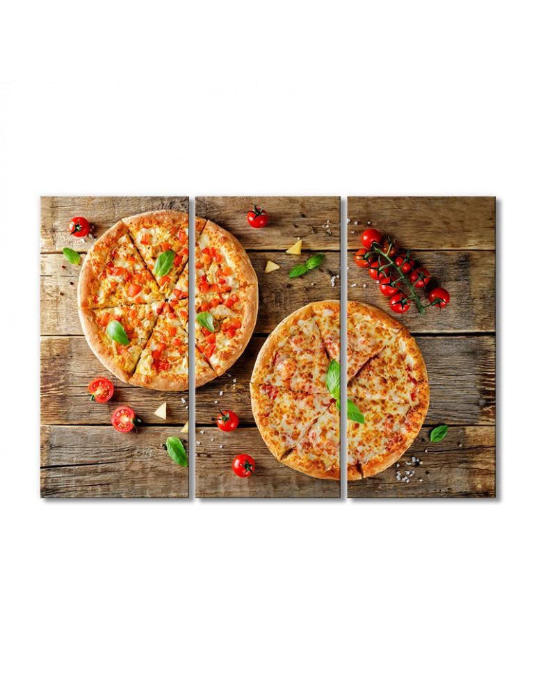 Картина модульная Роман двух пицц 3 модуля 90x135 см