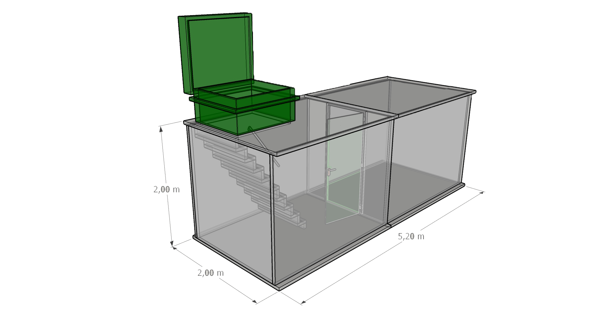 Укриття модульне підземне Shelter Paneltim для приватного використання двокімнатне з вертикальним входом 2000x5200x2100 мм - фото 16