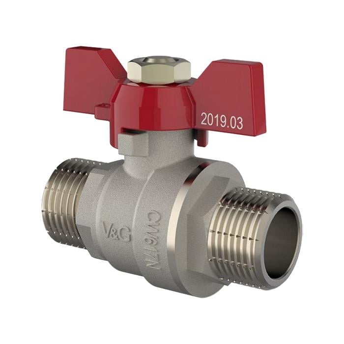 Кран шаровой V&G Optima 3/4" НН бабочка Красный