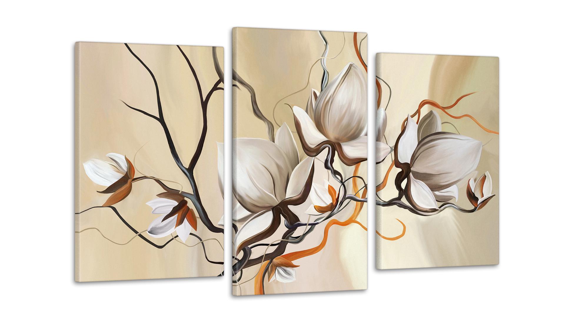 Картина модульная в гостиную/спальню Абстракция Цветы 53x100 см (Art-155_3)