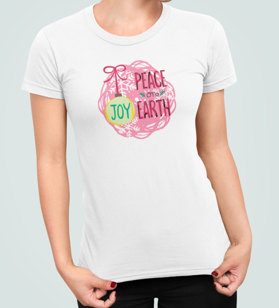 Футболка женская новогодняя Stedman с принтом Joy peace on earth Рождество XL Белый (НГ35.1-9)