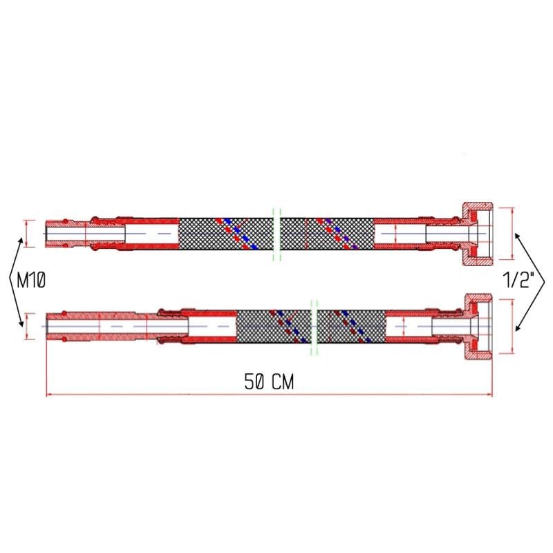 Подводка гибкая для смесителя SD Forte М10 50 см 2 шт. (SF380W50) - фото 2