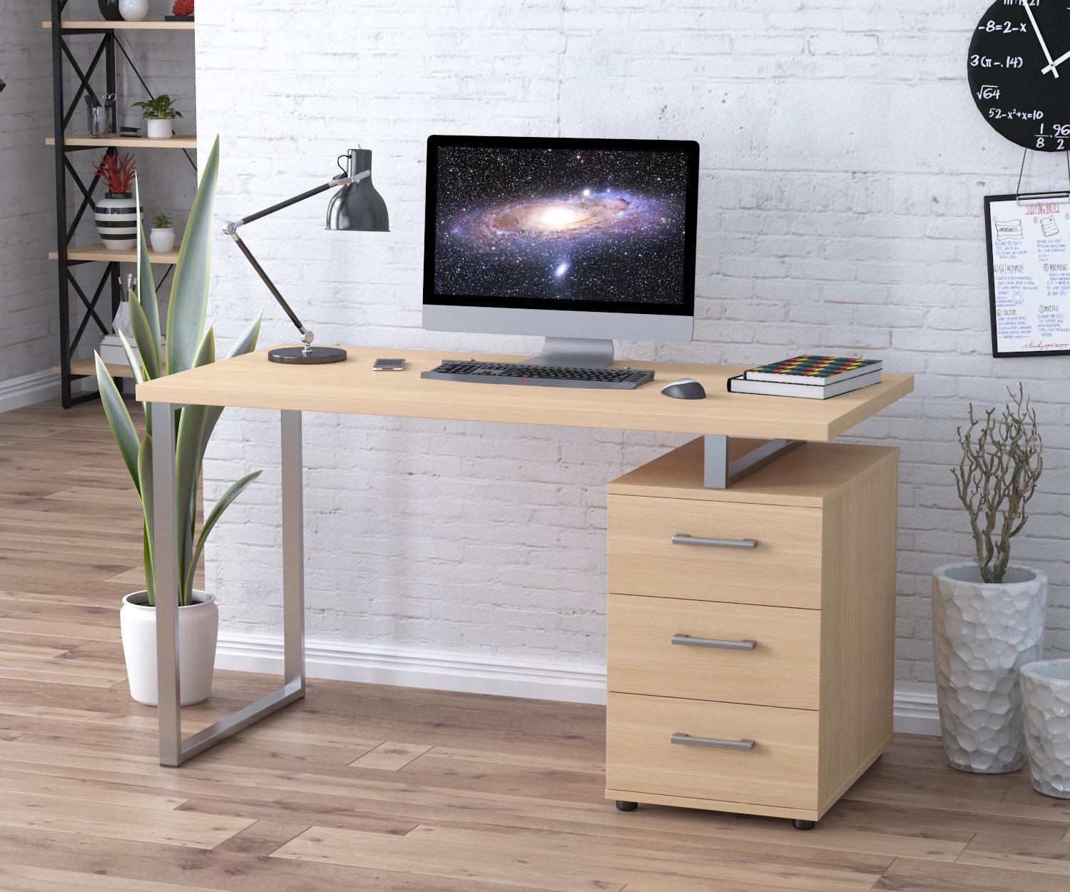 Письмовий стіл Loft design L-27 MAX Дуб Борас/Сріблястий