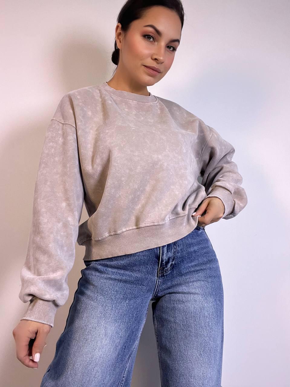 Світшот жіночий JOY ONE 25177 вільний крій середня довжина варений тай-дай OS Бежевий (3386) - фото 6 Світшот жіночий JOY ONE 25177 вільний крій середня довжина варений тай-дай OS Бежевий (3386) - фото 6