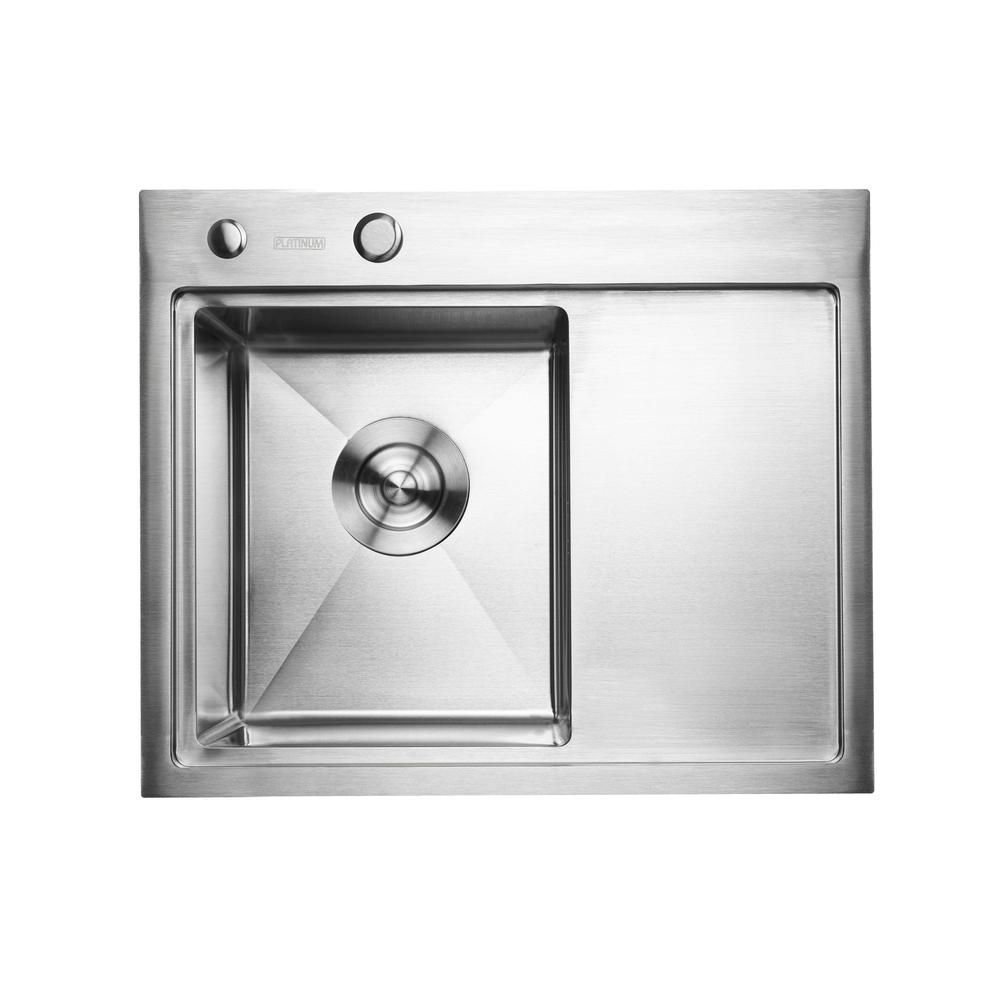 Мойка кухонная Platinum PLS-A32277 прямоугольная из нержавеющей стали 580x480 мм (152326)