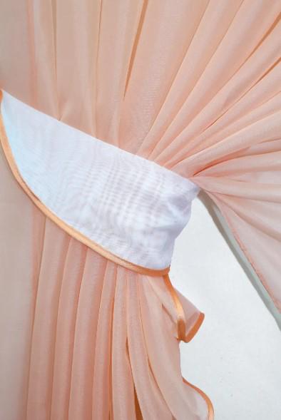 Комплект штор на кухню/балкон 300х170 см Персиковий/Білий (063к) - фото 4 Комплект штор на кухню/балкон 300х170 см Персиковий/Білий (063к) - фото 4