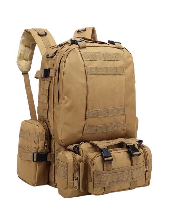Рюкзак похідний/військовий з підсумками на 50 л 4в1 з системою Molle Койот (1004-coyote) - фото 1 Рюкзак похідний/військовий з підсумками на 50 л 4в1 з системою Molle Койот (1004-coyote) - фото 1