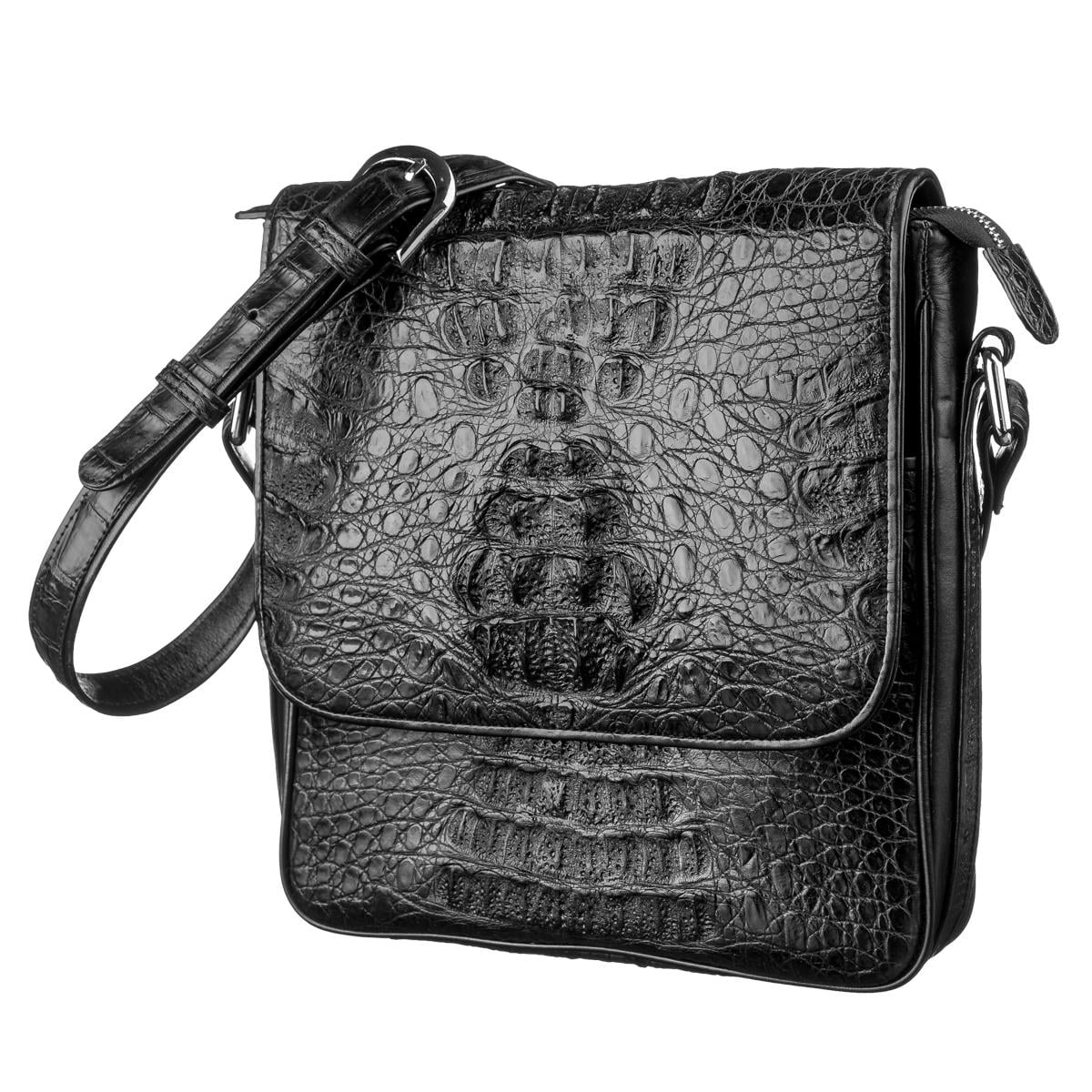 Сумка мужская Crocodile Leather 18021из натуральной кожи крокодила Черный