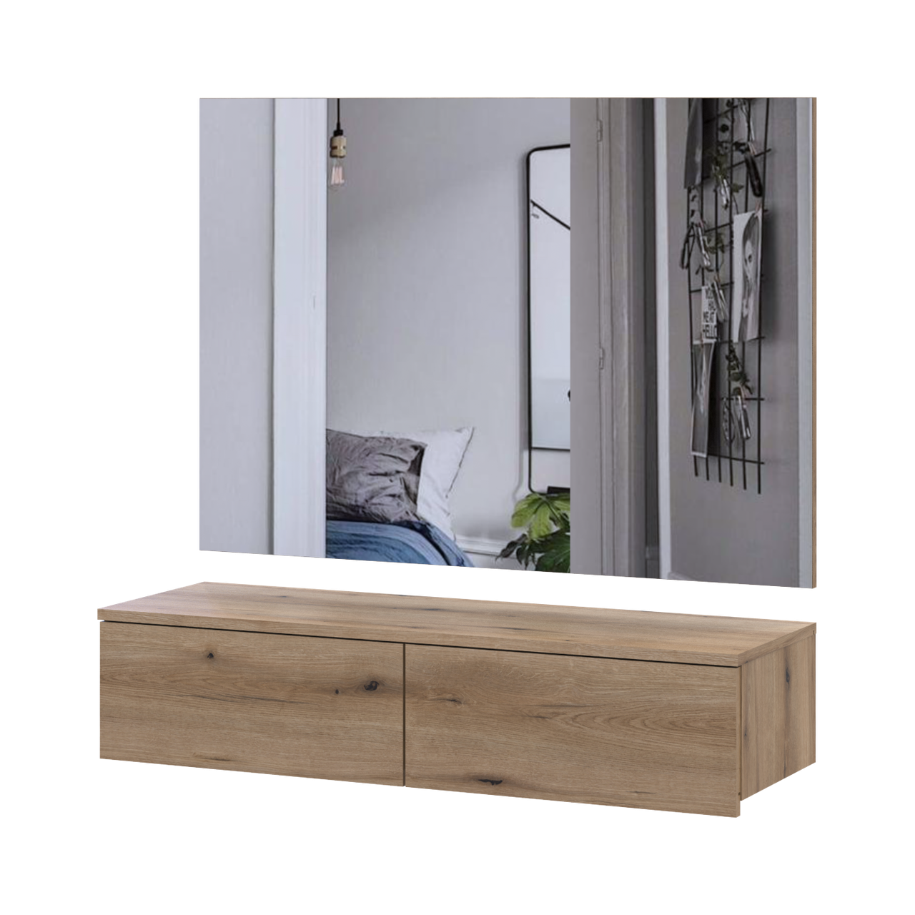 Комплект меблів Doros Левія з дзеркалом 100х32х100 см Дуб Евок (42005239) Комплект меблів Doros Левія з дзеркалом 100х32х100 см Дуб Евок (42005239)