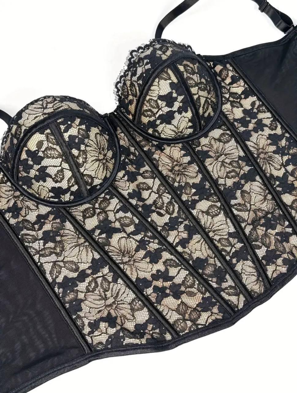 Корсет мереживний S Чорний - фото 3