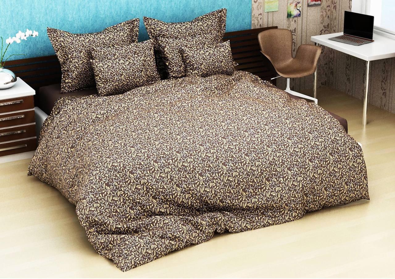 Комплект постельного белья Лиана двуспальный бязь Gold 180x210 см Коричневый (mg183010br)