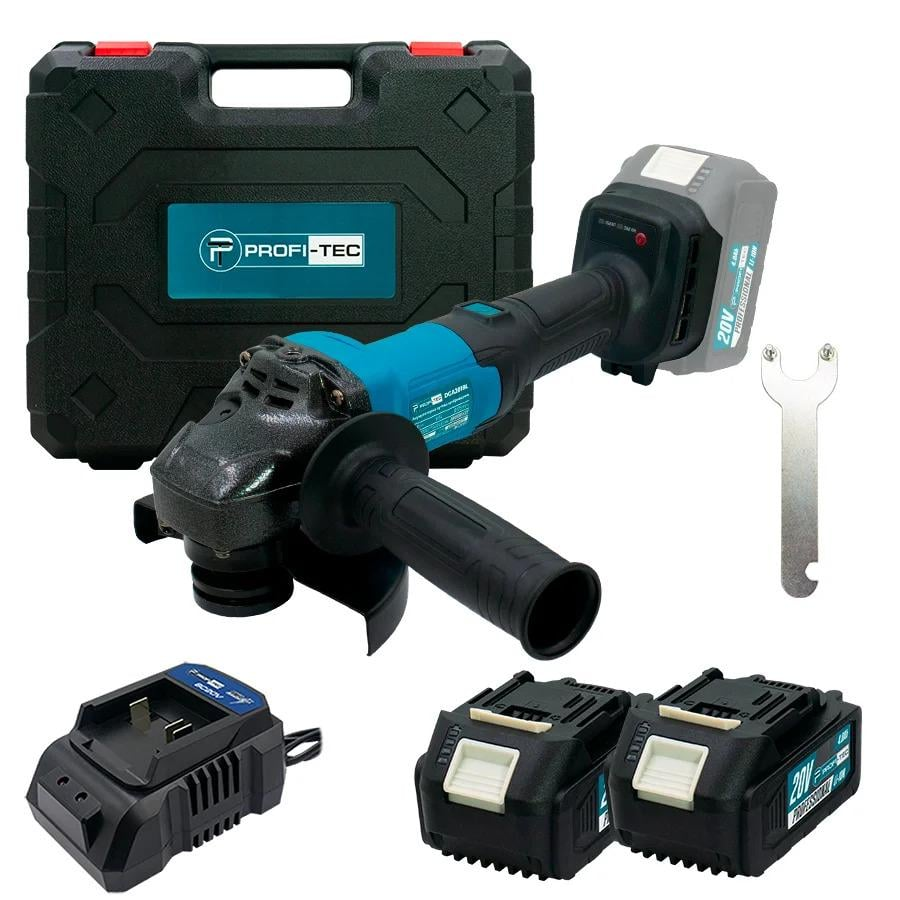 Шлифовальная машина аккумуляторная PROFI-TEC DGA201BL POWERLine угловая Черный (GR-06502)