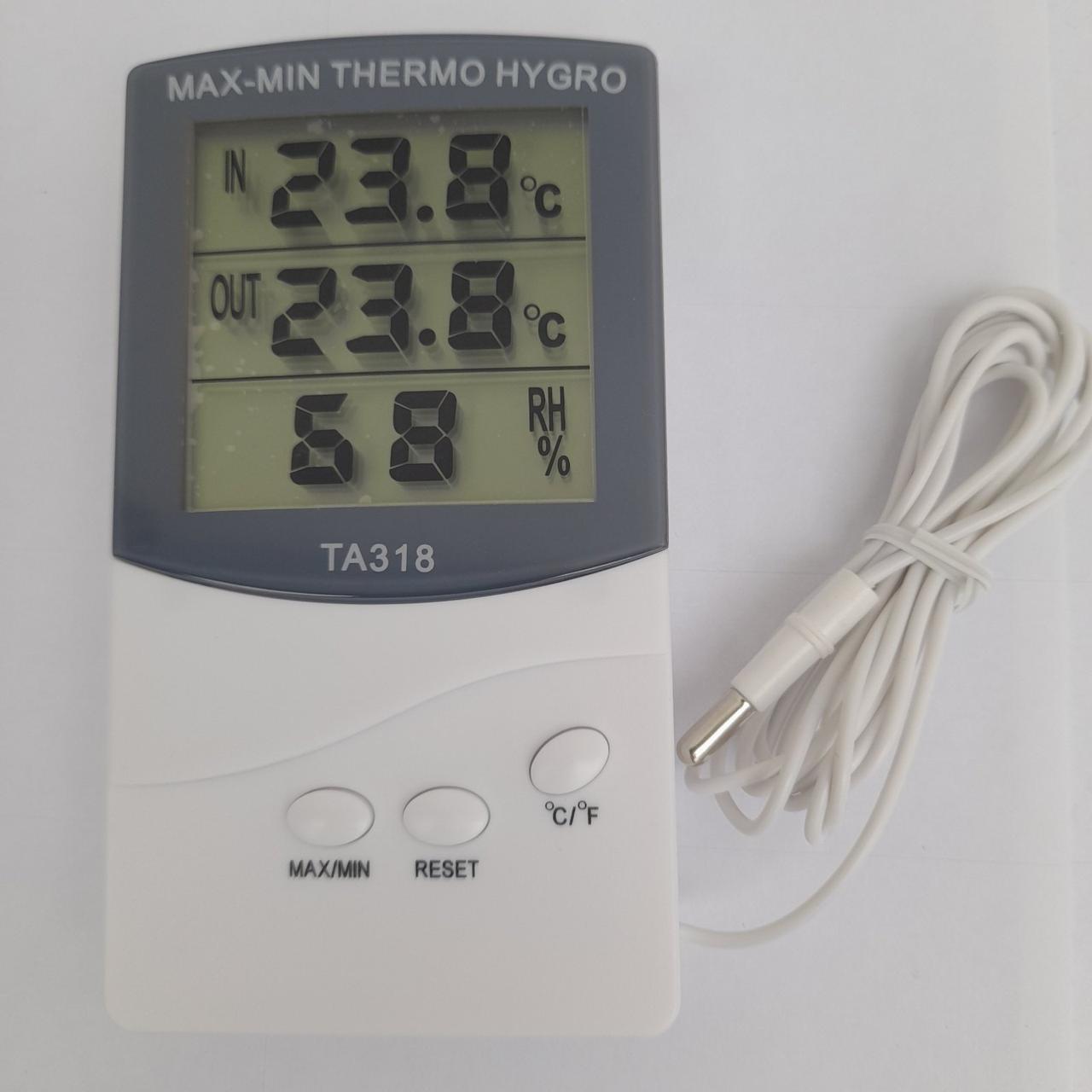 Термометр-гігрометр ТА318 з виносним датчиком 140 см Білий