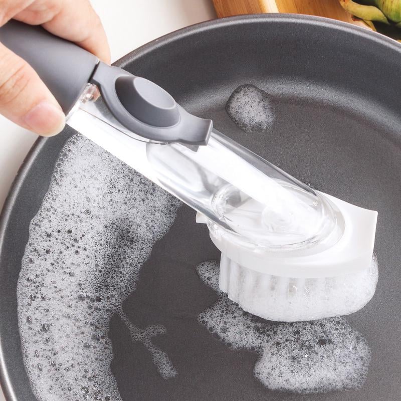 Щетка для мытья посуды SUNROZ Decontamination wok brush с дозатором для моющего средства Серый (SUN5350) - фото 6